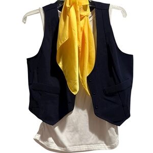 EUC Bundle Navy Vest with Yellow Scarf and White Top